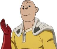 anime closed_mouth clothes hand one_punch_man saitama smile soyjak subvariant:wholesome_soyjak variant:gapejak white_skin wholesome_egg // 1520x1313 // 215.9KB