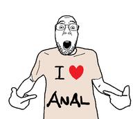 anal arm clothes glasses hand heart i_love merge open_mouth pointing soyjak stubble text tshirt variant:bernd variant:shirtjak // 648x581 // 63.9KB