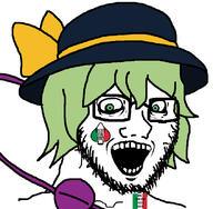 clothes glasses green_eyes green_hair hat open_mouth soyjak spade stubble tagme_weeb_name variant:classic_soyjak // 844x825 // 370.1KB