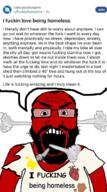 angry beard bloodshot_eyes clothes fume glasses hair homeless meth open_mouth piss poop red red_skin reddit ripped_clothes smoke speech_ballon speech_bubble text tshirt variant:science_lover // 800x1430 // 651.8KB