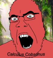angry animal calculus_cobsonus fangs jungle monkey open_mouth red soyjak variant:cobson // 721x789 // 453.4KB