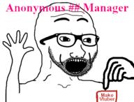 4chan animated arm button doll_(user) glasses hand hands_up happy manager open_mouth pink qa_(4chan) shaking soyjak stubble text variant:excited_soyjak vtuber // 417x317 // 52.0KB