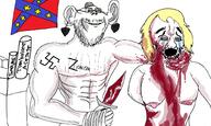 2soyjaks arm blood breasts buff closed_mouth clothes confederate crying ear earring female glasses grin hair hand hat holding_object judaism knife murder naked nsfw soyjak star_of_david stubble swastika variant:cryboy_soyjak variant:impish_soyak_ears yellow_hair z_(russian_symbol) zionism // 2000x1200 // 481.5KB