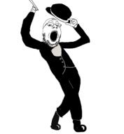 animated arm bowler cane charlie_chaplin clothes full_body glasses hand hat leg open_mouth shoe soyjak stubble suit variant:gapejak // 631x684 // 30.9KB