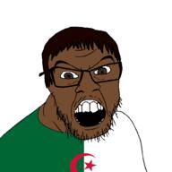 algeria brown_skin clothes country flag glasses hair open_mouth soyjak stubble variant:feraljak // 1500x1500 // 42.5KB