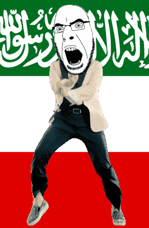 angry animated arabic_text calligraphy country dance flag full_body gangnam_style glasses irl open_mouth shahada somaliland soyjak stubble variant:cobson // 300x460 // 505.6KB