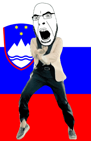 angry animated country dance flag full_body gangnam_style glasses irl mountain open_mouth river slovenia soyjak star stubble variant:cobson // 300x460 // 499.5KB