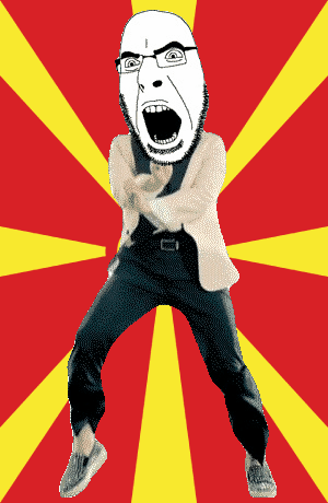 angry animated country dance flag full_body gangnam_style glasses irl monkeydonia open_mouth soyjak stubble sun variant:cobson // 300x460 // 506.4KB