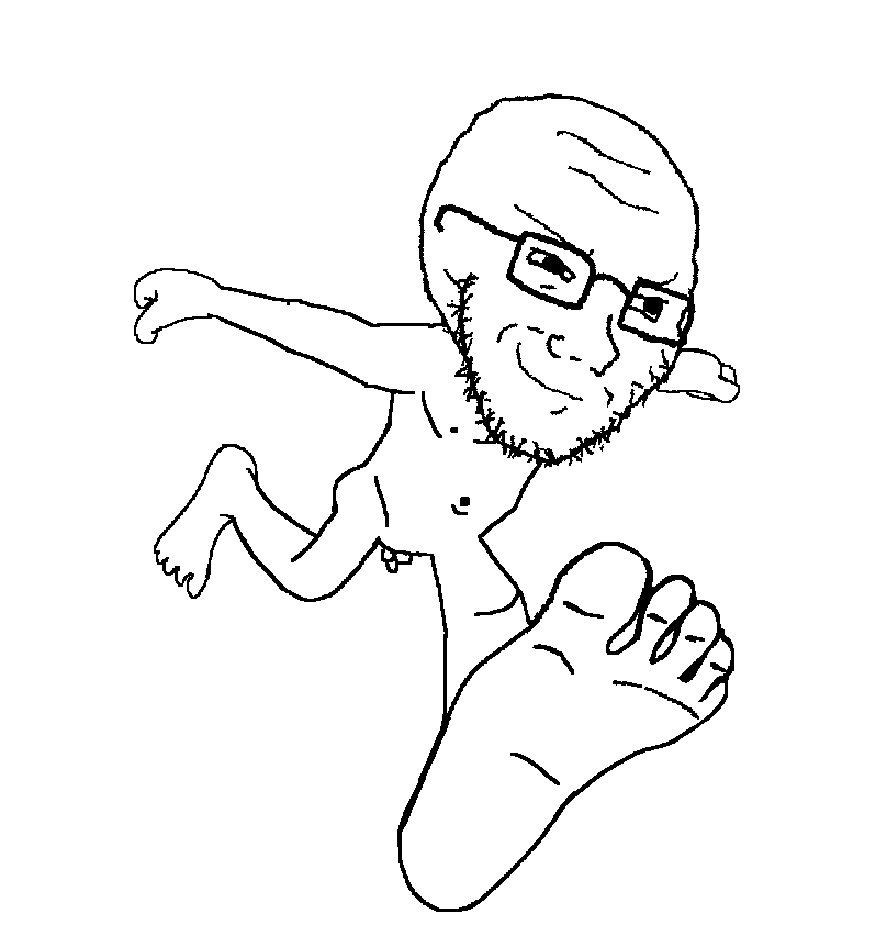 animated balding closed_mouth foot full_body glasses hand naked naruto nude penis run running small_penis smirk smug stubble testicles variant:soyak // 808x852 // 43.1KB