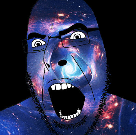 angry animated galaxy glasses open_mouth soyjak space stubble universe variant:cobson // 438x437 // 2.1MB
