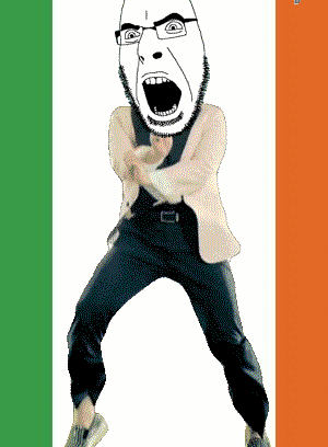 animated country dance flag full_body gangnam_style glasses ireland irl open_mouth soyjak stubble variant:cobson // 300x408 // 371.4KB