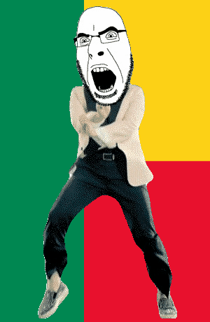 angry animated benin country dance flag full_body gangnam_style glasses irl open_mouth soyjak stubble variant:cobson // 300x460 // 500.2KB