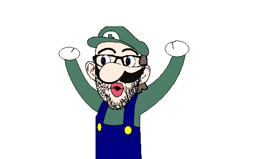 animated big_nose brown_hair cap clothes dance ear full_body glasses hair hat luigi moving mustache nintendo open_mouth soyjak stubble thick_eyebrows variant:nojak video_game weegee white_skin // 536x329 // 67.7KB