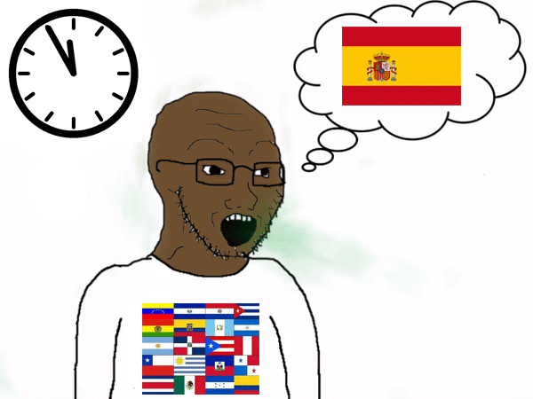 animated breath clock country flag glasses nigger open_mouth rent_free south_america soyjak spain speech_ballong stubble variant:soyak // 600x450 // 142.9KB