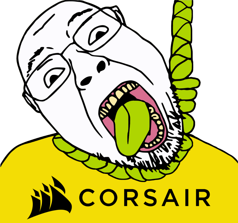 animated corsair dead glasses hanging open_mouth rgb rope soyjak stubble suicide tongue variant:bernd video_game yellow_teeth // 960x899 // 1.9MB