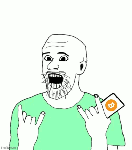 animated arm bitcoin clothes glasses open_mouth phone soyjak stubble variant:unknown // 500x569 // 41.3KB