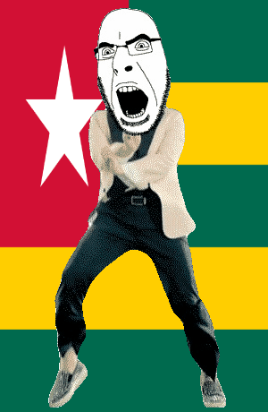 angry animated country dance flag full_body gangnam_style glasses irl open_mouth soyjak star stubble togo variant:cobson // 300x460 // 502.4KB