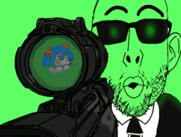 animated bury_pink_gril central_intelligence_agency clothes dead death glasses glowie glowing glownigger gore green_skin gun meta:low_resolution necktie open_mouth s4s_(4chan) scope sniper soyjak stubble suit sunglasses variant:nojak // 255x194 // 58.0KB