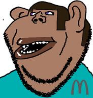 blue_eyes brown_hair brown_skin clothes hair lips mcdonalds minecraft open_mouth steve_(minecraft) subvariant:impish_amerimutt variant:impish_soyak_ears // 598x628 // 17.8KB
