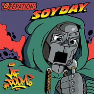 album_cover clothes comic glasses hand holding_object hoodie mf_doom microphone music open_mouth operation_doomsday rapper robot soyjak text variant:unknown // 300x300 // 98.5KB