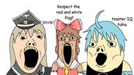 anime bant_(4chan) germany hakurei_reimu meta:tagme monster_musume nazism open_mouth papi queen_of_spades soyjak_trio touhou variant:gapejak variant:markiplier_soyjak variant:tony_soprano_soyjak variant:unknown video_game // 1600x900 // 55.5KB