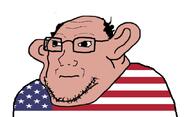 amerimutt balding brown_skin closed_mouth clothes country ear flag glasses hair neutral soyjak stubble united_states variant:classic_soyjak // 1127x685 // 95.6KB