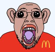 amerimutt brown_skin clothes ear glasses mcdonalds oh_my_god_she_is_so_attractive open_mouth soyjak stubble variant:bernd // 1200x1125 // 85.8KB
