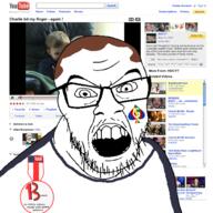 angry badge brown_hair clothes glasses google hair oldfag open_mouth soyjak spade stubble text variant:feraljak youtube // 1500x1500 // 782.2KB