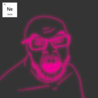 angry chemistry element glasses neon open_mouth soyjak stubble text variant:feraljak // 1500x1500 // 346.3KB