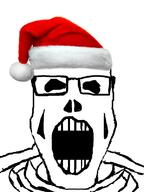 christmas clothes glasses hat open_mouth santa santa_hat skeleton skull soyjak variant:markiplier_soyjak // 598x800 // 196.8KB