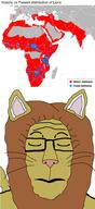 africa animal closed_eyes closed_mouth country ear glasses its_over lion map soyjak tail text variant:markiplier_soyjak whisker // 877x1920 // 269.6KB