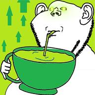 arrow business cup drinking drinking_straw drinoing_straw ear glowing glowing_eyes green hand holding_object mug profit sip soyjak stubble variant:impish_soyak_ears // 955x956 // 316.9KB