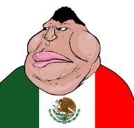 angry artist:romanian_schizo brown_skin clothes fat flag flag:mexico hair lips mexico meximutt obese satoko_houjou(namefag) soyjak variant:meximutt yellow_sclera // 888x849 // 59.4KB