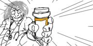 arm closed_mouth clothes doctor glasses grey_hair hair hand holding_object meds oekaki smile subvariant:dr_soystein variant:markiplier_soyjak // 500x250 // 37.0KB