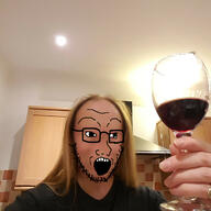clothes glasses hair hand holding_object irl irl_background open_mouth soyjak stubble variant:soyak white_skin wine wine_glass // 1200x1200 // 218.6KB