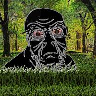 black_skin bloodshot_eyes distorted frown glasses grass irl_background soyjak stubble tree variant:feraljak // 700x700 // 536.1KB