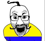 arm clothes fixme_thumbnail flag glasses hair hohol mustache open_mouth soyjak stubble tshirt ukraine variant:el_perro_rabioso // 680x622 // 60.8KB