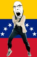 angry animated country dance flag full_body gangnam_style glasses irl open_mouth soyjak star stubble variant:cobson venezuela // 300x460 // 500.3KB