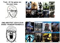 2soyjaks anger_mark call_of_duty closed_mouth concerned dark_souls fromsoftware glasses gun meme military mustache open_mouth playstation soyjak stubble text variant:a24_slowburn_soyjak variant:classic_soyjak video_game // 748x539 // 86.8KB