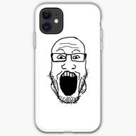 glasses merchandise open_mouth phone phone_case soyjak stubble variant:markiplier_soyjak // 600x600 // 106.6KB