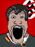 brown_hair clothes germany hair hearts_of_iron nazism open_mouth soyjak swastika tno variant:markiplier_soyjak video_game white_skin // 156x210 // 37.0KB