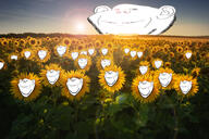 farm field flower lens_flare multiple_soyjaks plant sky sun sunflower variant:impish_soyak_ears // 2124x1411 // 1.7MB