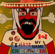 angry anime arm bant_(4chan) beard canada chika_fujiwara chino_kafuu clothes country flag frog glasses gochiusa hair hat i_hate leaf mexico misaki_mei mustache open_mouth pepe red_skin smoke sombrero soyjak text tshirt variant:science_lover // 800x789 // 205.8KB