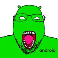android antenna glasses green_skin open_mouth soyjak stubble text variant:bernd // 1080x1080 // 105.9KB