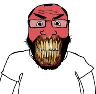 angry balding beard clenched_teeth clothes glasses hair red_face soyjak tshirt variant:science_lover yellow_teeth you_were_one_i_ker // 1200x1184 // 560.9KB