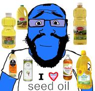 arm balding beard blue_skin calm closed_mouth clothes glasses hair heart i_love oil seed_oil smile soyjak subvariant:science_lover text tranny tshirt variant:markiplier_soyjak // 816x785 // 430.9KB