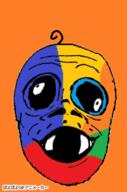 animated baby byonbyon colorful deformed gif mustache open_mouth orange_background poyopoyo soyjak variant:jacobson // 265x400 // 344.6KB