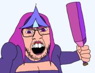 angry arm breasts clothes glasses hair hand mustache open_mouth purple_eyes purple_hair soyjak stubble terraria variant:feraljak video_game white_skin // 650x500 // 14.7KB