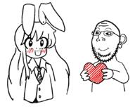 anime arm closed_mouth ear glasses hand heart holding_object oekaki rabbit redraw reisen_inaba smile soyjak stubble tagme touhou variant:wholesome_soyjak vidya // 863x698 // 31.0KB