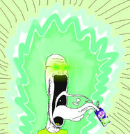 aura clothes drinking glasses glowing glowing_eyes green green_eyes inverted open_mouth silk_soymilk soy_milk soyjak stubble subvariant:classic_soyjak_soymilk super_saiyan variant:classic_soyjak // 1096x1126 // 705.0KB